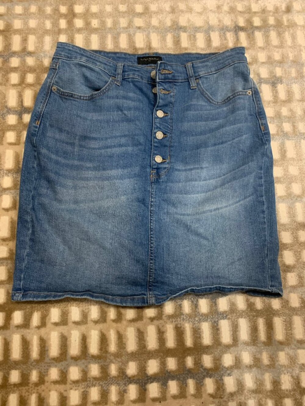 Classic Blue Denim Mini Skirt with Button Front